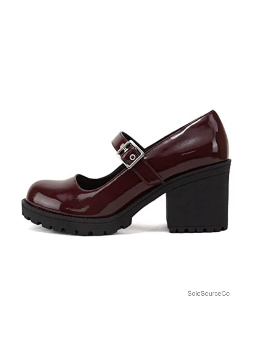 Soda Eviana Women Mary Jane Chunky Block Heel Lug Sole Pump Adjustable Strap